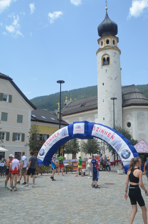 Finish of the sprint in the town of Innichen